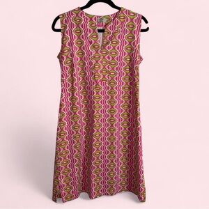 Katherine Way Pink and Green Patterned Midi Dress